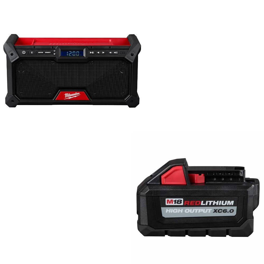 Milwaukee 2952-20 M18 Jobsite Radio W/ 48-11-1865 M18 XC6.0 Battery Pack