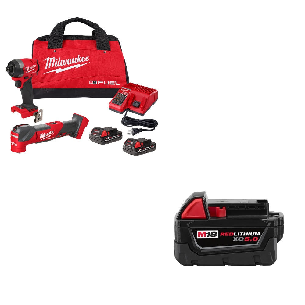 Milwaukee 2953-22MT M18 FUEL 2-Tool Combo Kit W/ 48-11-1850 M18 XC5 Battery Pack