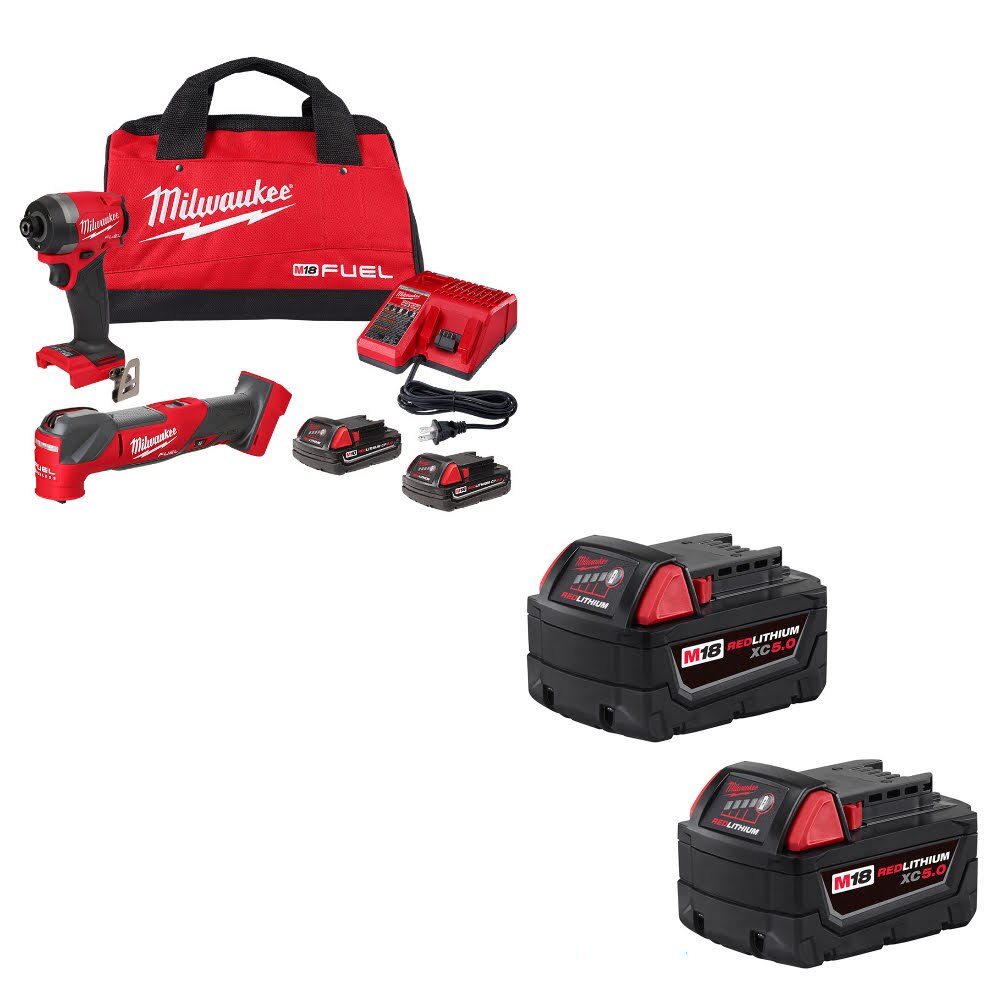 Milwaukee 2953-22MT M18 FUEL 2-Tool Combo Kit W/ 48-11-1852 M18 XC5 Battery, 2Pk