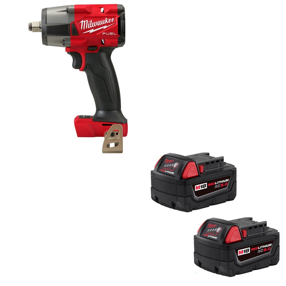 Milwaukee 2962-20 M18 FUEL 1/2" Impact Wrench W/ 48-11-1852 M18 Battery, 2 Pack
