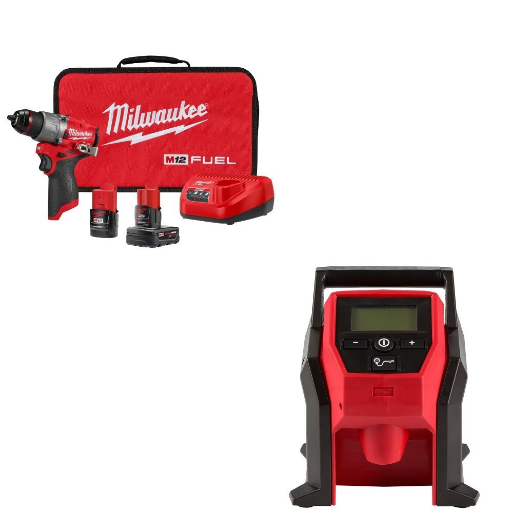 Milwaukee 3404-22 Hammer Drill/Driver Kit W/ FREE 2475-20 Inflator