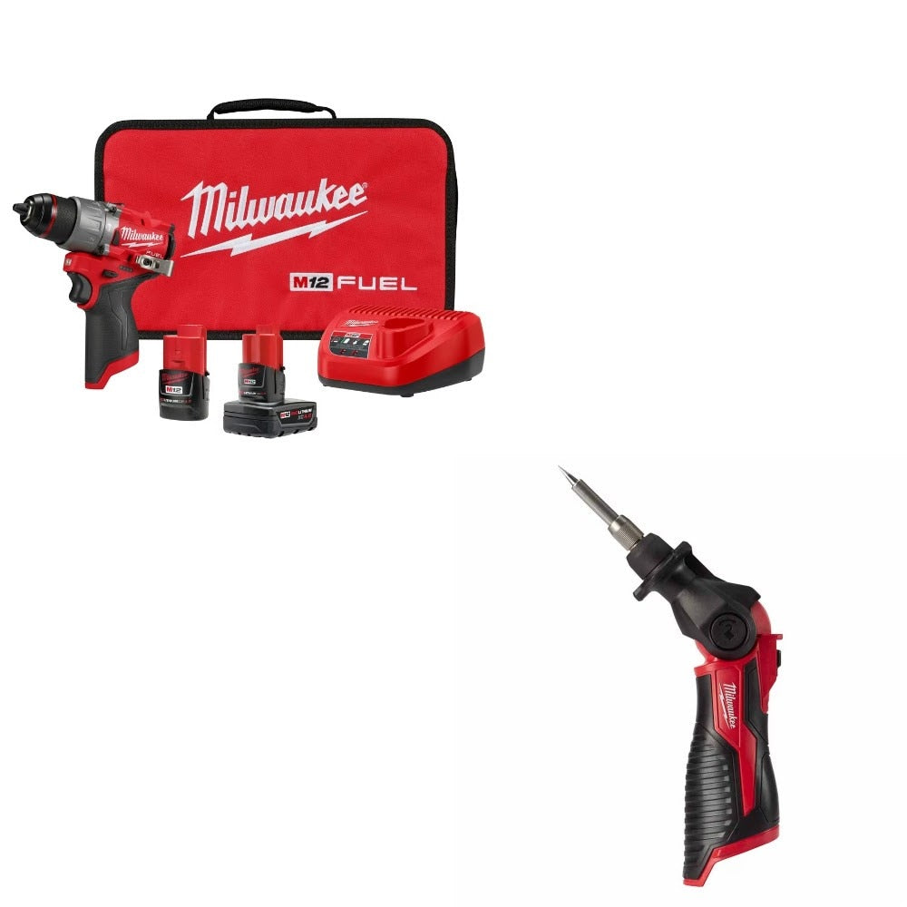 Milwaukee 3404-22 Hammer Drill/Driver Kit W/ FREE 2488-20 Soldering Iron