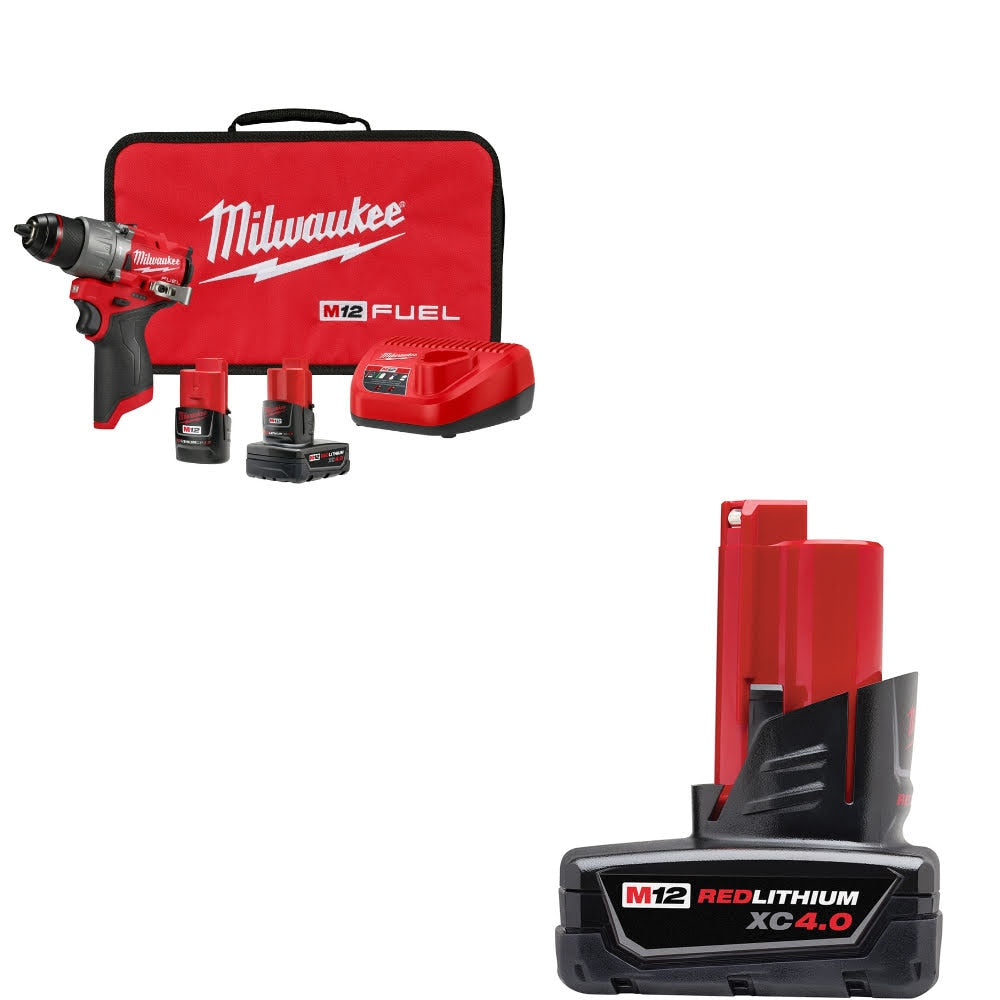 Milwaukee 3404-22 M12 FUEL 1/2" Drill/Driver Kit W/ 48-11-2440 M12 Battery Pack