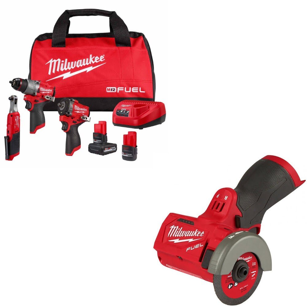 Milwaukee 3424-23 3-Tool Combo Kit W/ FREE 2522-20 Cut Off Tool