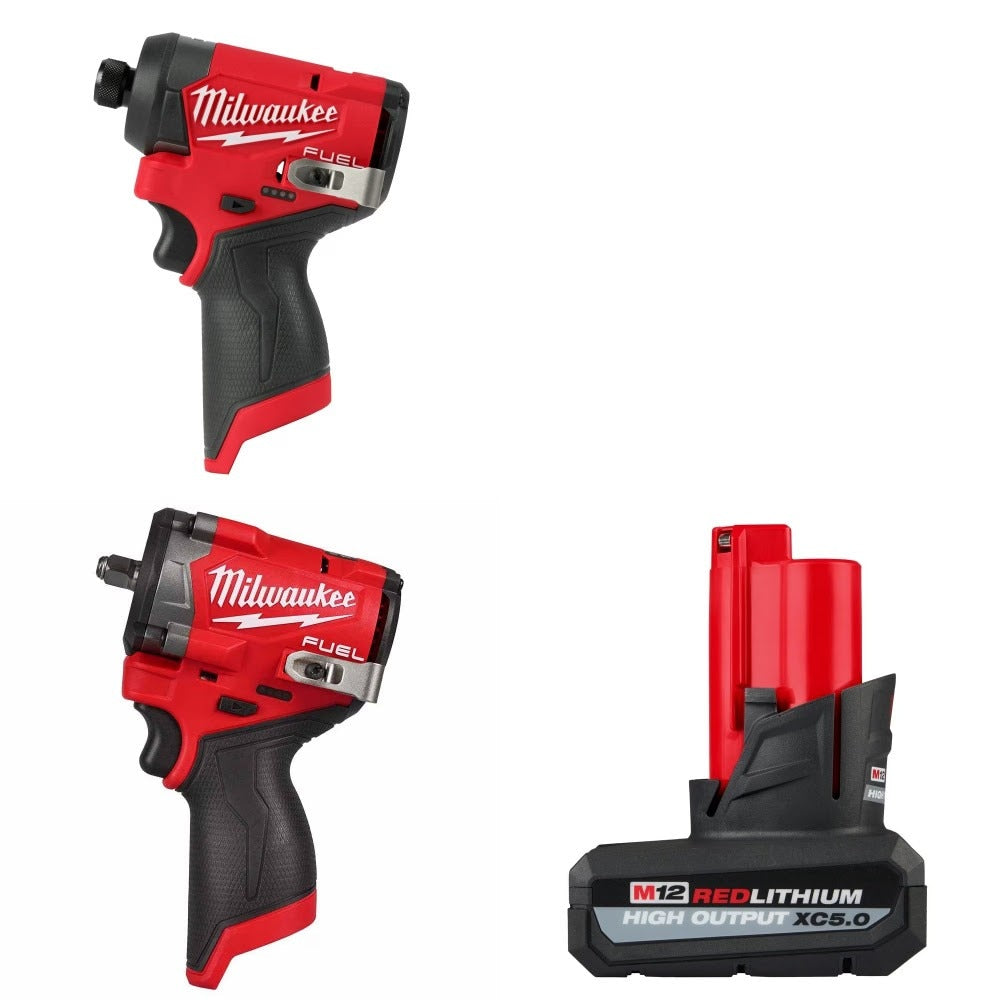 Milwaukee 3453-20 M12 Impact Driver Kit W/ FREE 2562-20 3/8" Wrench and FREE 48-11-2450 Battery