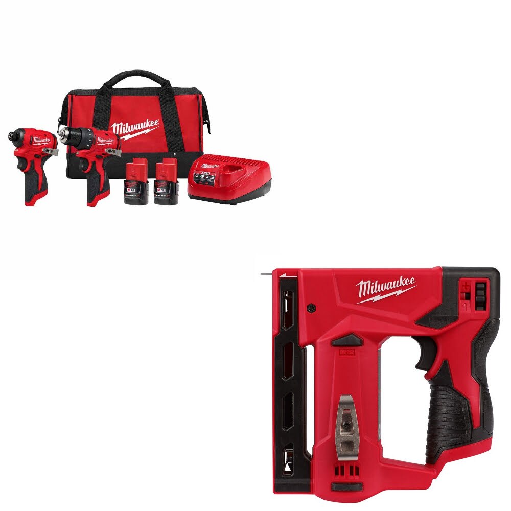 Milwaukee 3494-22 M12 Combo Kit W/ 2447-20 Crown Stapler