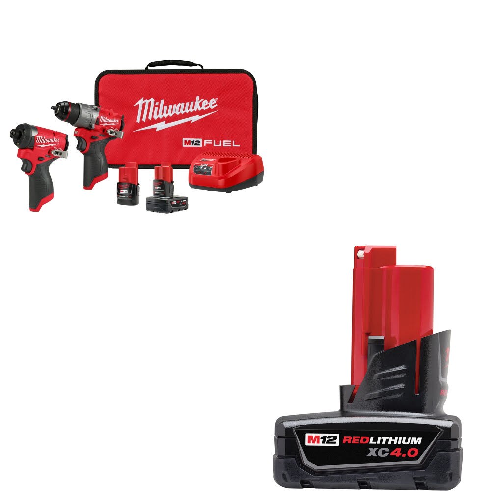 Milwaukee 3497-22 M12 FUEL 2-Tool Combo Kit W/ 48-11-2440 M12 XC4.0 Battery Pack