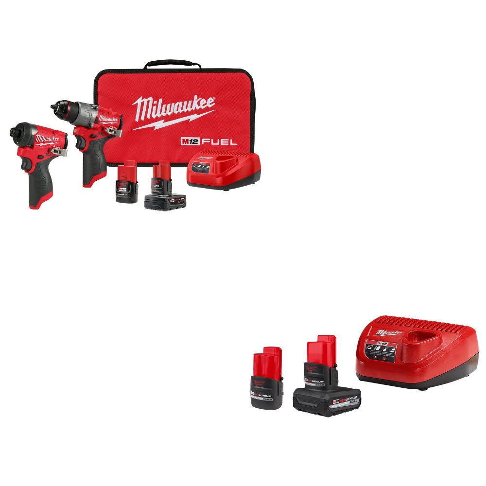Milwaukee 3497-22 M12 FUEL 2-Tool Combo Kit W/ 48-59-2452S M12 Starter Kit