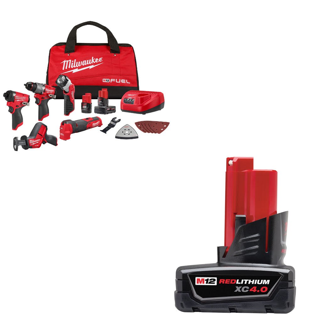 Milwaukee 3497-25 M12 FUEL 12V 5-Tool Combo Kit W/ 48-11-2440 M12 Battery Pack