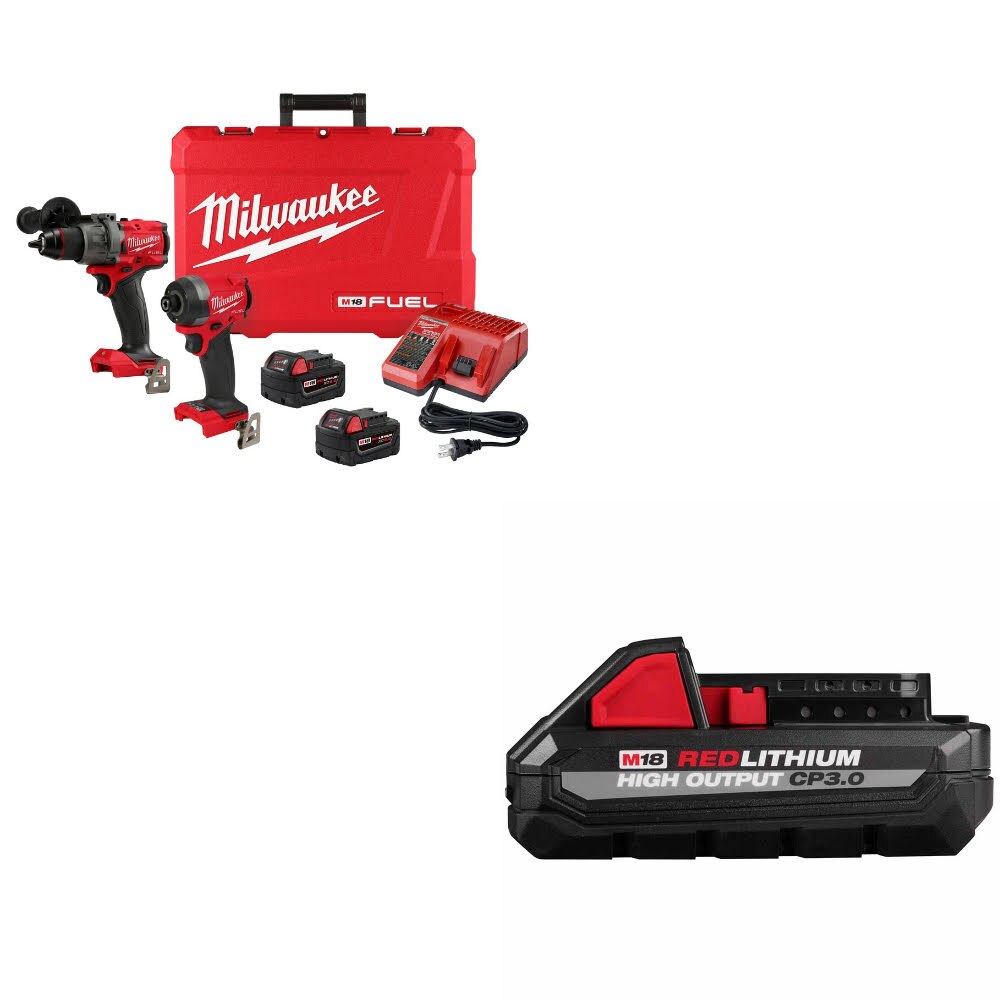 Milwaukee 3697-22 M18 FUEL 2-Tool Combo Kit W/ 48-11-1835 M18 CP3.0 Battery