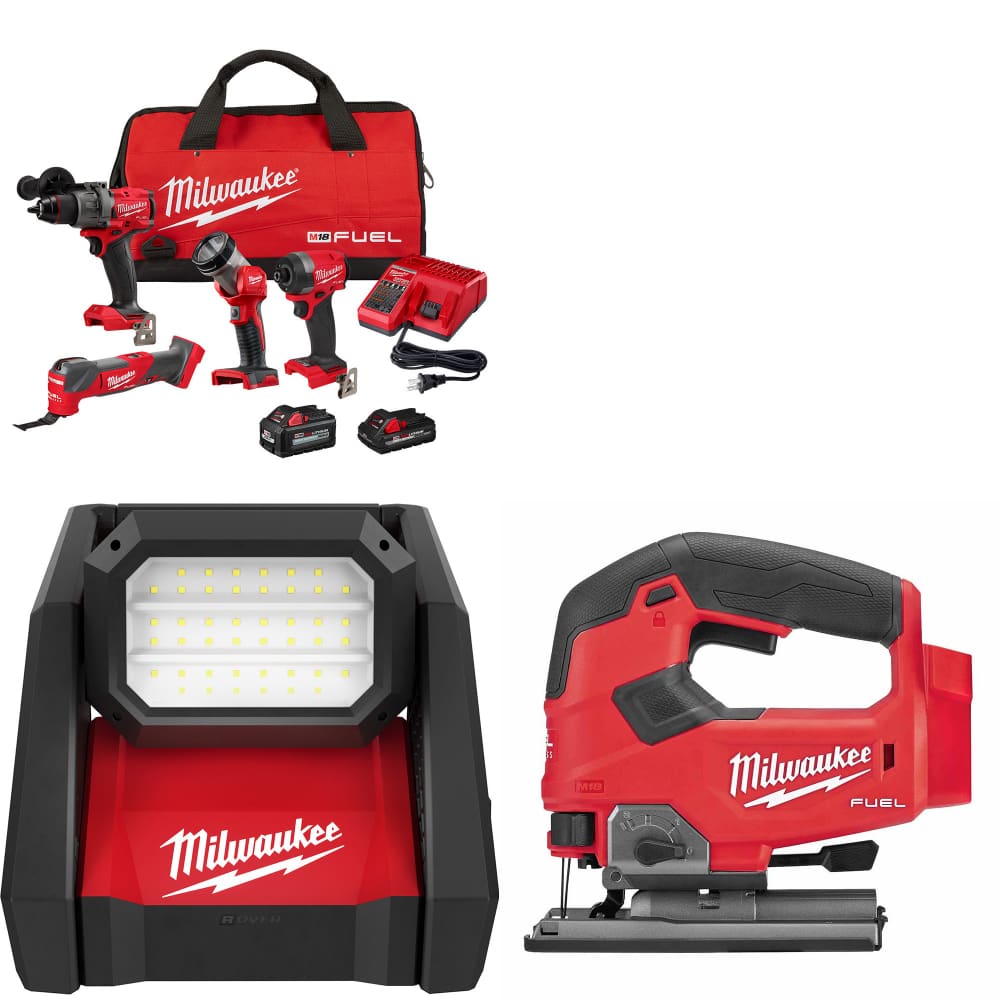 Milwaukee 3698-24MT M18 4-Tool Combo Kit W/ FREE 2366-20 M18 Light & Jig Saw