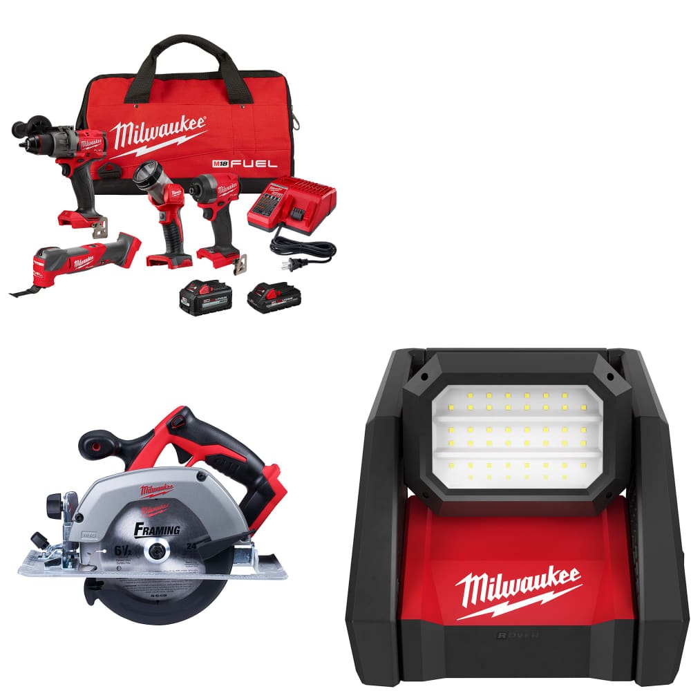 Milwaukee 3698-24MT M18 4-Tool Combo Kit W/ FREE 2630-20 M18 Circ Saw & Light