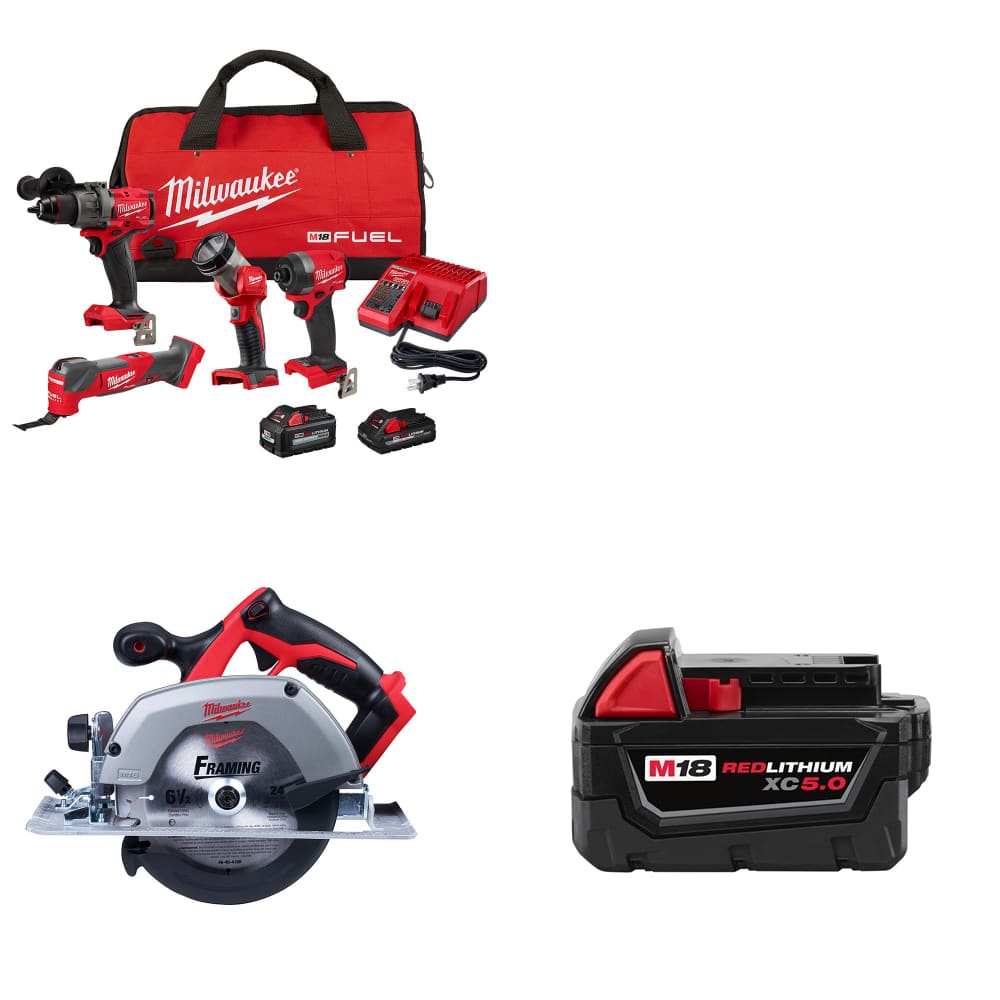 Milwaukee 3698-24MT M18 4-Tool Combo Kit W/ FREE 2630-20 Circ Saw & Battery Pack