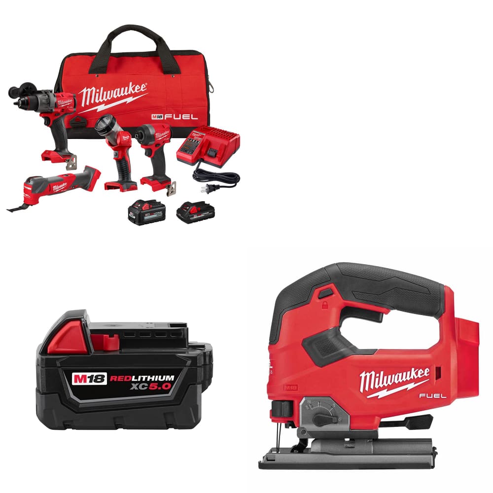 Milwaukee 3698-24MT M18 4-Tool Combo Kit W/ FREE 48-11-1850 M18 Battery & Jigsaw