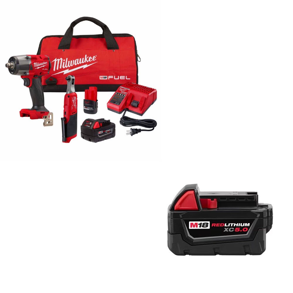 Milwaukee 3890-22 2-Tool Combo Kit W/ FREE 48-11-1850 XC 5.0 Battery