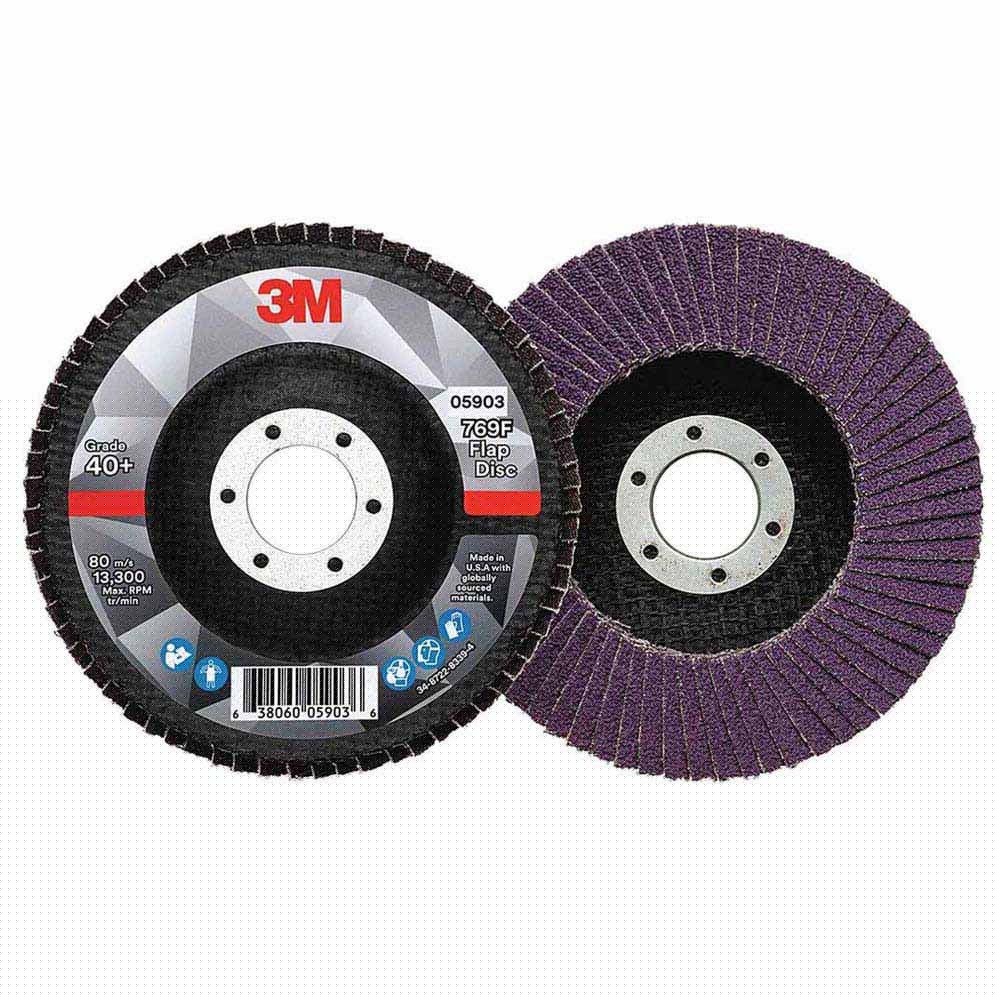 3M 05903 769F Type 27 Flap Disc, 4-1/2 in x 7/8 in, 40+ Grit for Right Angle Grinders (7100177446)