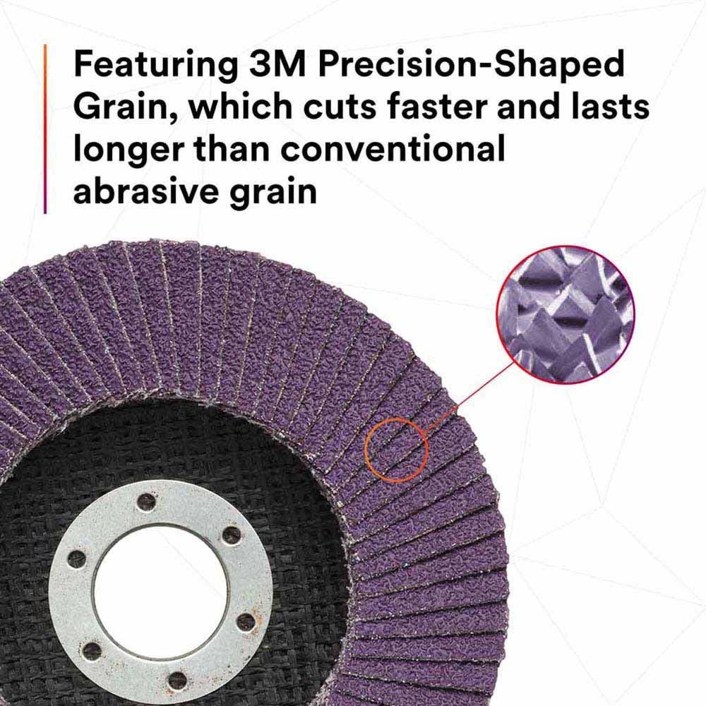 3M 05903 769F Type 27 Flap Disc, 4-1/2 in x 7/8 in, 40+ Grit for Right Angle Grinders (7100177446) - 3