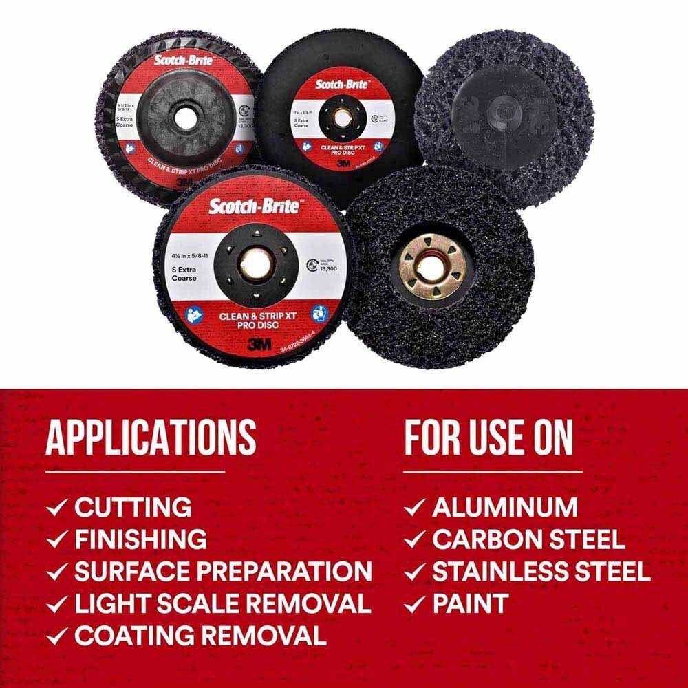 3M 29900 Scotch-Brite Clean and Strip XT Pro Disc Type 27 4-1/2" x 5/8"-11 Extra Coarse - 5