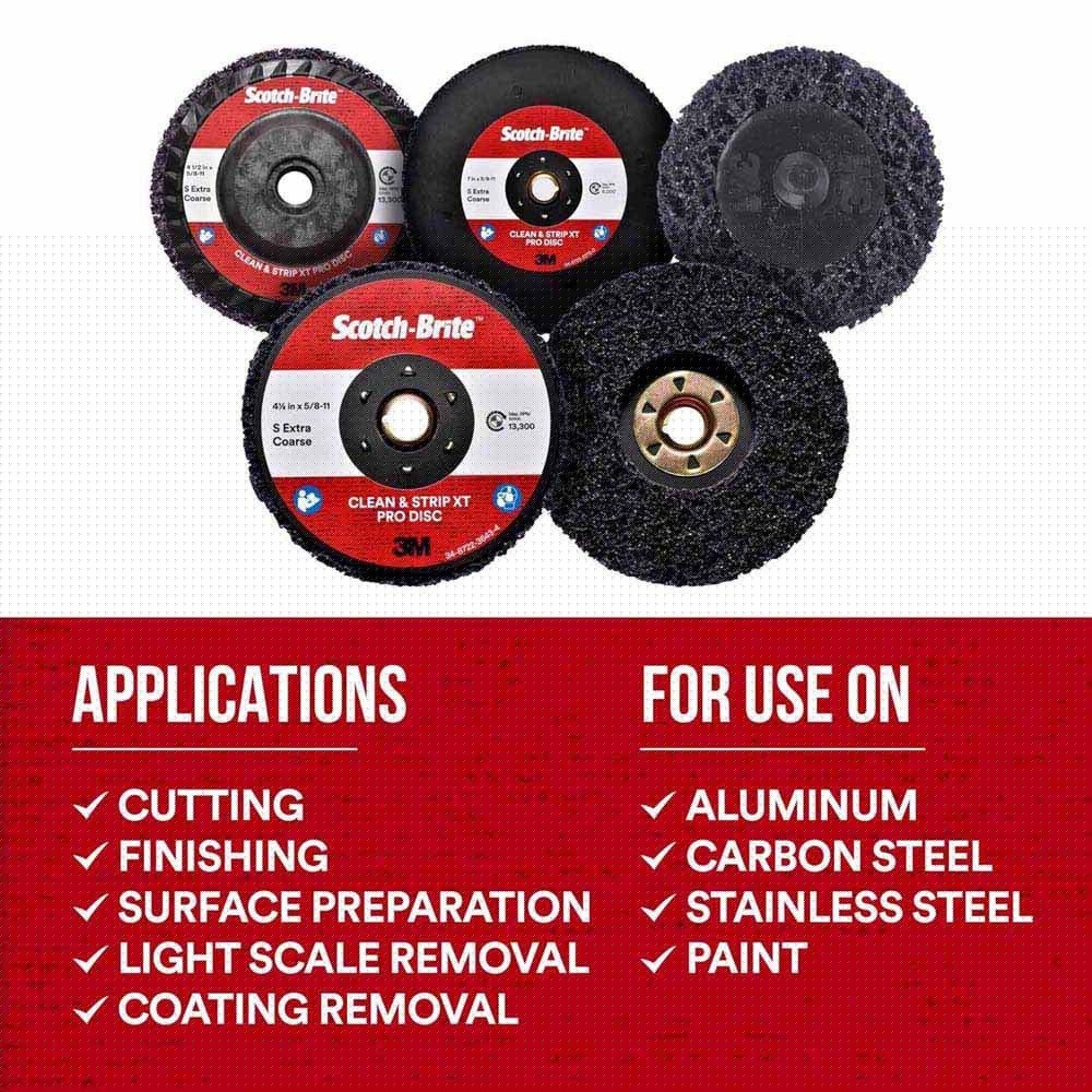 3M 29900 Scotch-Brite Clean and Strip XT Pro Disc Type 27 4-1/2" x 5/8"-11 Extra Coarse - 5