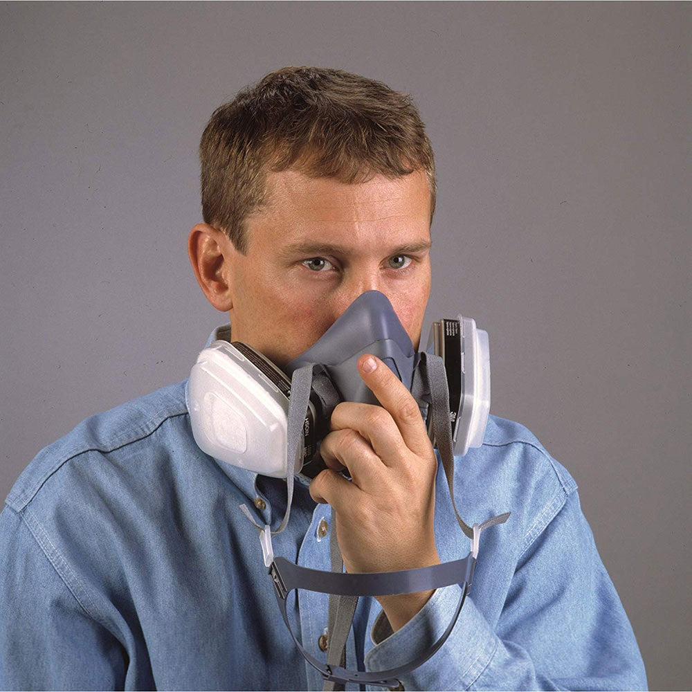 3M 37082 7502 Reusable Respirator Half Facepiece, Medium, Silicone, Cool Flow Valve, Drop-Down Harness, Bayonet Connections, Dual Airline Compatible (7000002162) - 4