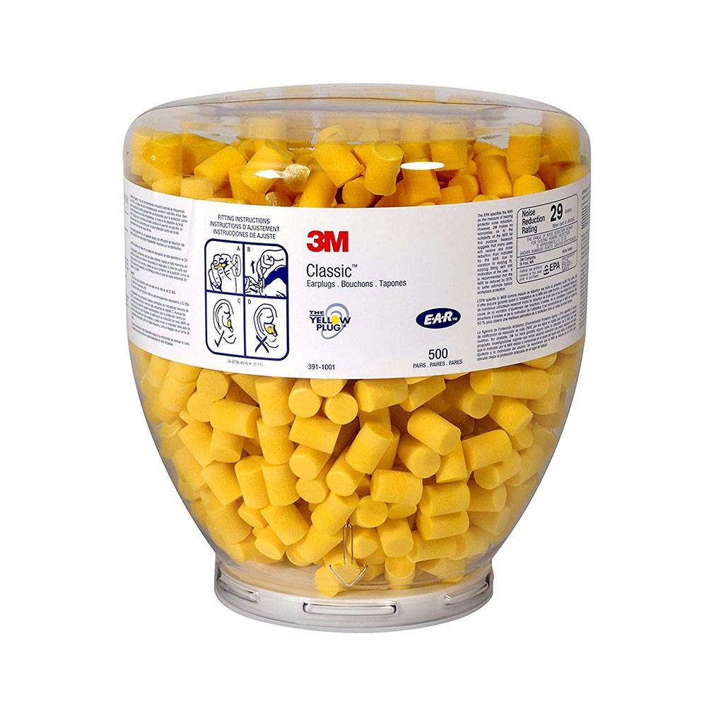 3M 391-1001 E-A-R Classic One Touch Refill, NRR 29 dB (7000002298) (500 EA/Bottle) - 2