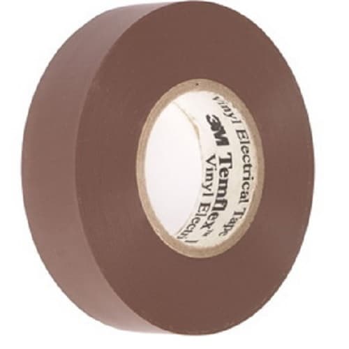 3M 165 165BR4A Temflex Vinyl Electrical Tape, Brown, 3/4 in x 60 ft, 6 mil, 600V, PVC Insulating Tape (7100169191)