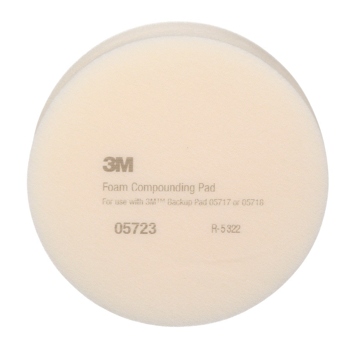 3M 05723 Hookit Foam Compounding Pad, Single Sided, Flat Back, Hook and Loop, White, 8 in (203.2 mm) (7000000485) (24 Pack)