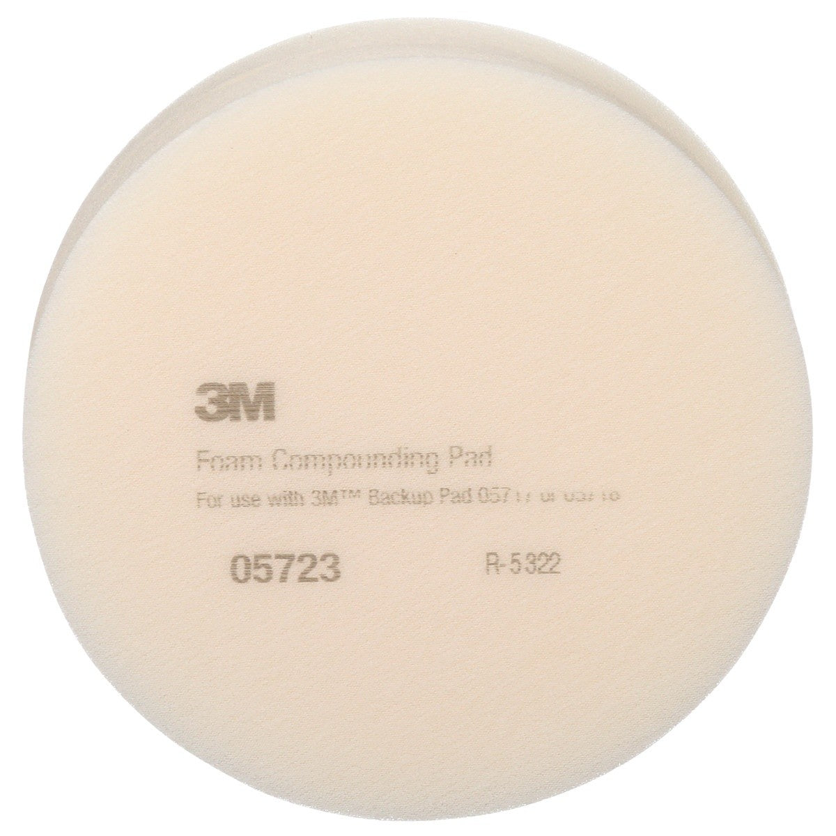 3M 05723 Hookit Foam Compounding Pad, Single Sided, Flat Back, Hook and Loop, White, 8 in (203.2 mm) (7000000485) (24 Pack) - 3