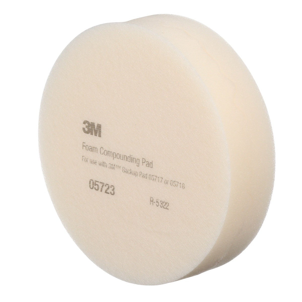 3M 05723 Hookit Foam Compounding Pad, Single Sided, Flat Back, Hook and Loop, White, 8 in (203.2 mm) (7000000485) (24 Pack) - 4