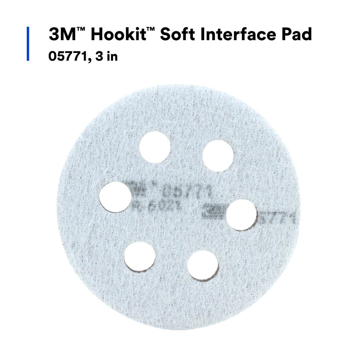 3M 05771 Hookit Soft Interface Pad, 3 in, Foam, 6-Hole, Soft Pad for Autobody Sanding (5771) (7000000490) (10 Pack) - 6