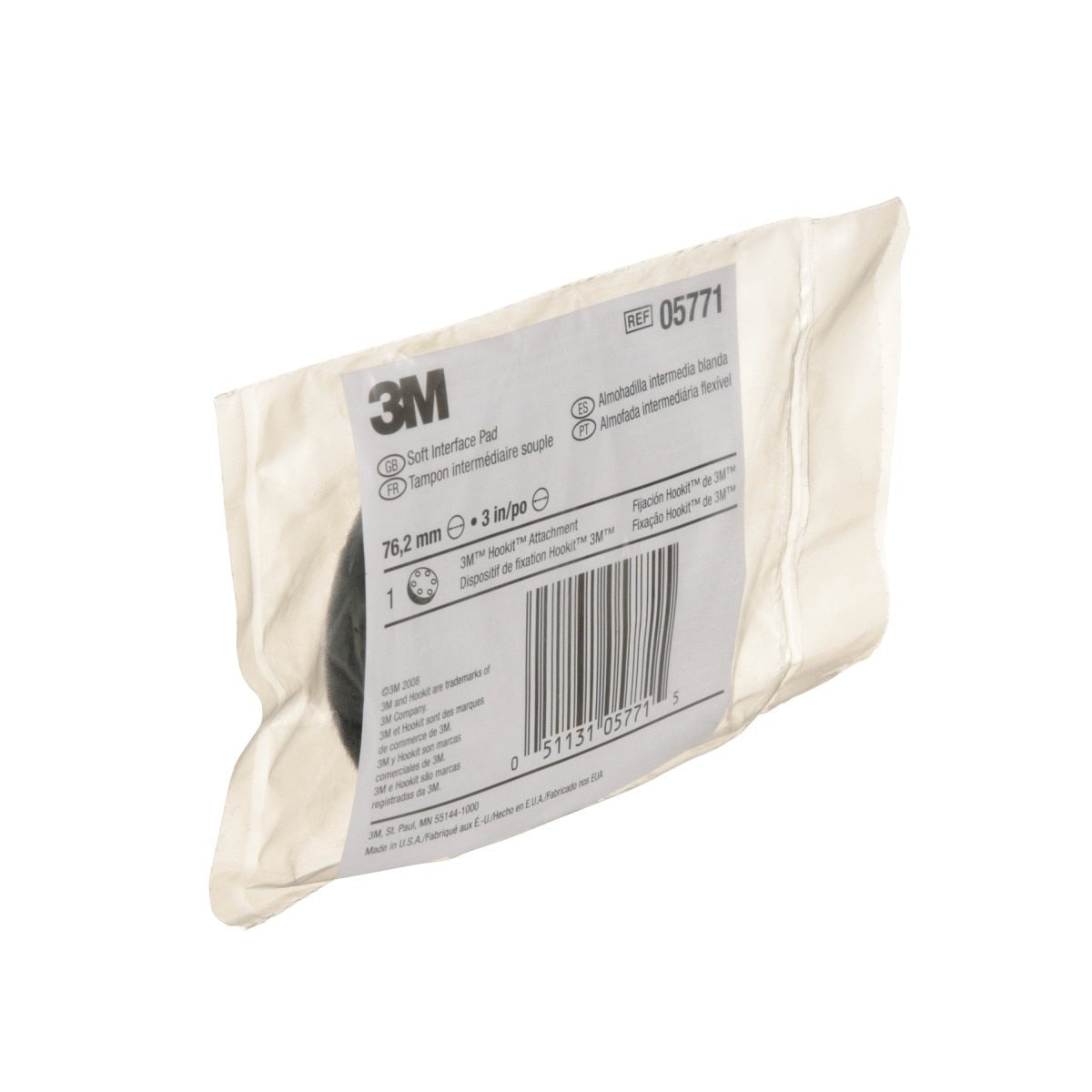 3M 05771 Hookit Soft Interface Pad, 3 in, Foam, 6-Hole, Soft Pad for Autobody Sanding (5771) (7000000490) (10 Pack) - 10