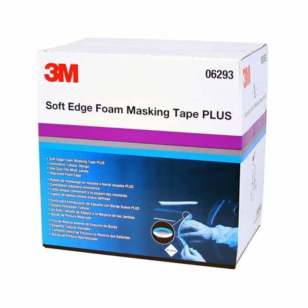 3M 7000000527 Soft Edge Foam Masking Tape PLUS 06293, Professional Grade, Quick and Effective Seal, 21 mm x 49 m - 2