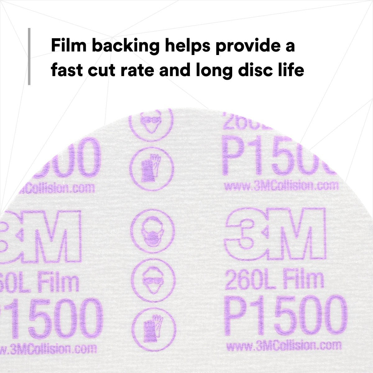 3M 260L 00950 Hookit Finishing Film Abrasive Disc, Aluminum Oxide, P1500, White, 6 in, Clear Coat Sanding, Paint Finishing, Defect Removal (7000000566) (400 Pack) - 6