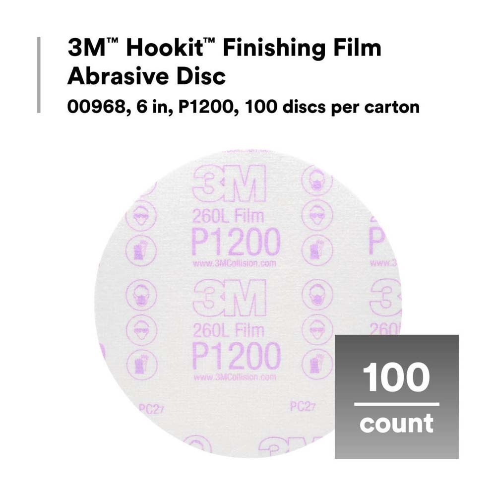 3M 7000000567 Hookit Finishing Film Abrasive Disc 260L, 00968, 6 in (100 Pack) - 5