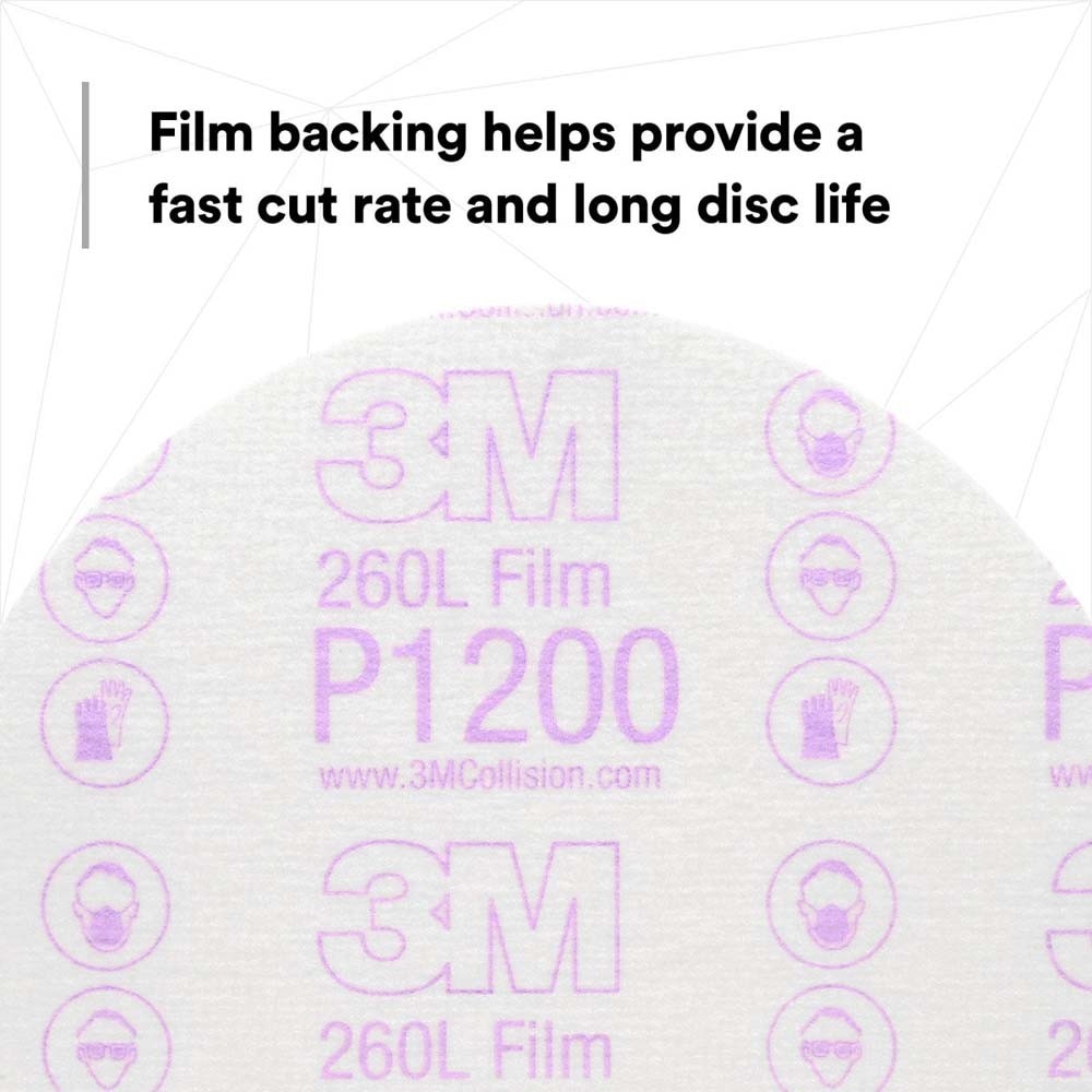 3M 7000000567 Hookit Finishing Film Abrasive Disc 260L, 00968, 6 in (100 Pack) - 6