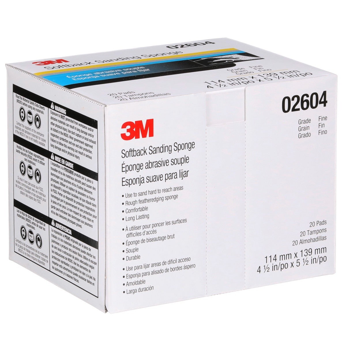 3M 02604 2604 Softback Sanding Sponge, Fine, Gray, 4-1/2 in x 5-1/2 in (7000000589) (120 Pack) - 10