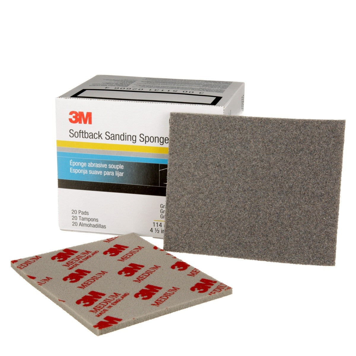 3M 02606 2606 Softback Sanding Sponge, Medium, Gray, 4 1/2 in x 5 1/2 in for Hand Sanding Wet or Dry (7000000590) (120 Pack) - 2