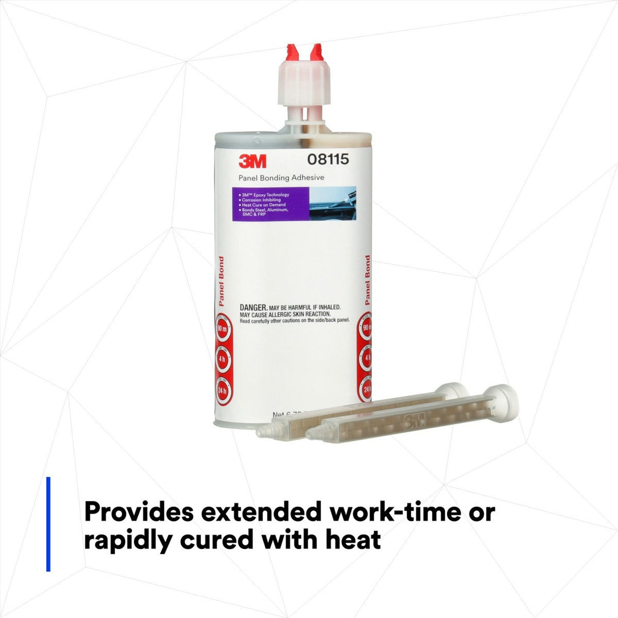 3M 08115 Panel Bonding Adhesive Two-Part Epoxy, Black, 200 mL Cartridge for Auto Body Panels, Bonds Steel, Aluminum, SMC & FRP (7000000610) - 4