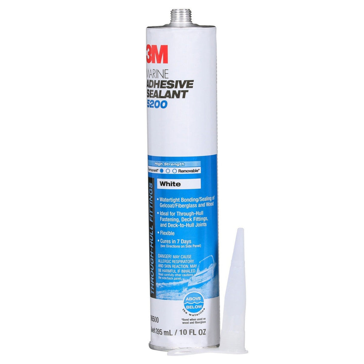 3M 06500 09499 5200 Marine Adhesive Sealant White 10 fl oz Cartridge Permanent Above and Below Waterline (7000000623) - 2