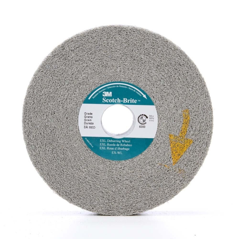 3M 7000000734 Cubitron EXL Deburring Wheel - 8A Medium Grit Aluminum Oxide - Metal Deburring, Finishing and Polishing Wheel - Convolute - 6" x 1" x 1" (3 Pack) - 3