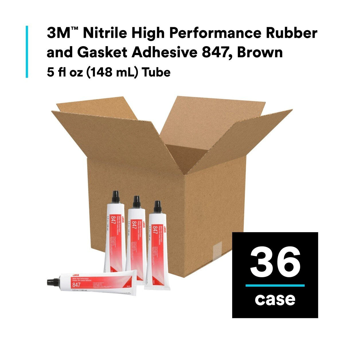 3M Nitrile High Performance Rubber and Gasket Adhesive 847, Brown, 5 oz Tube (847) (7000000794) (36 Pack) - 8