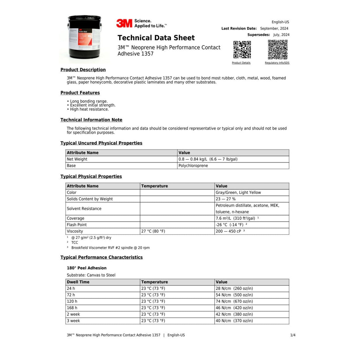 3M 1357 Neoprene High Performance Contact Adhesive, Gray-Green, 5 fl oz Tube (7000000800) (36 Pack) - 6