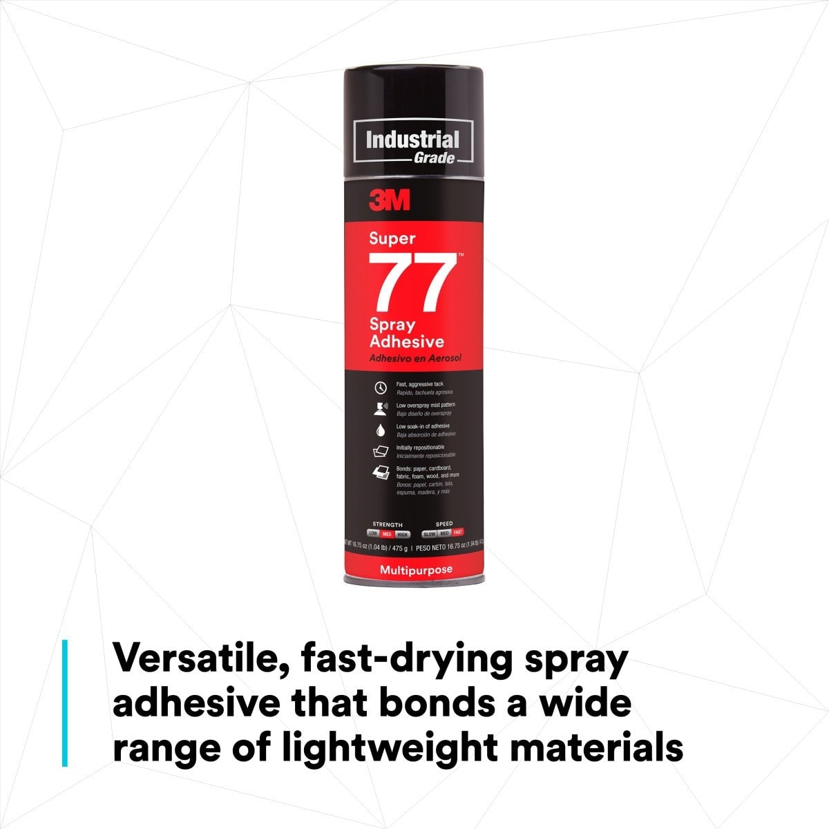 3M 77 21210 Multipurpose Spray Adhesive, Aerosol, Transparent, 24 fl oz Can (Net Wt 16.75 oz) (7000000931) (12 Pack) - 5