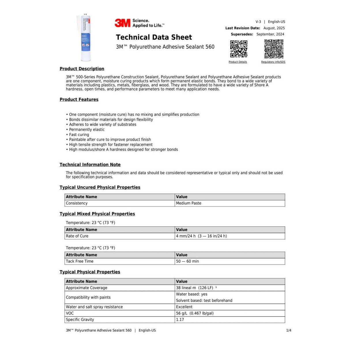 3M Polyurethane Adhesive Sealant 560, White, 310 mL Cartridge (560) (7000000945) (12 Pack) - 4
