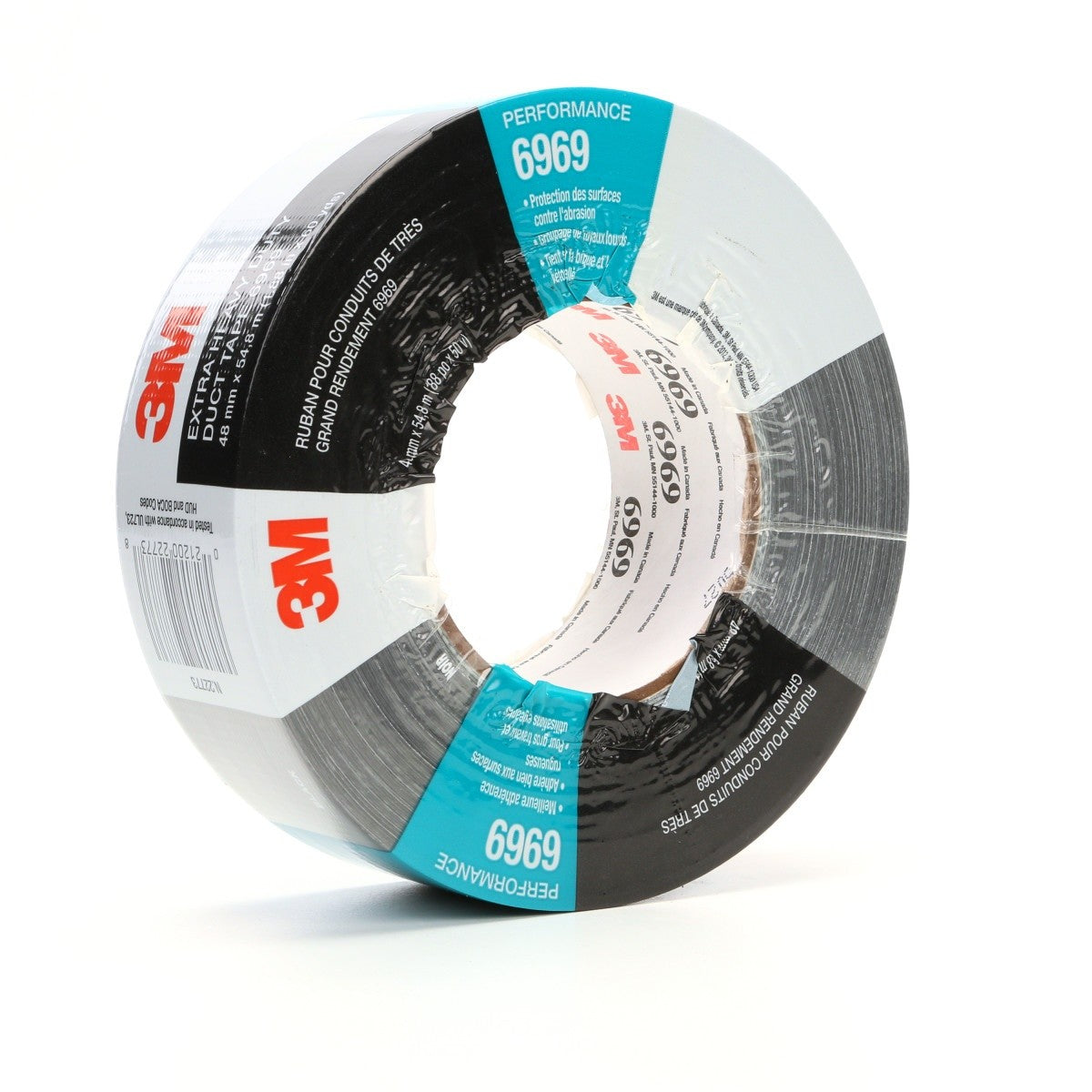 3M 6969 Extra Heavy Duty Duct Tape, Black, 48 mm x 54.8 m, 10.7 mil (7000001232) (24 Pack) - 7