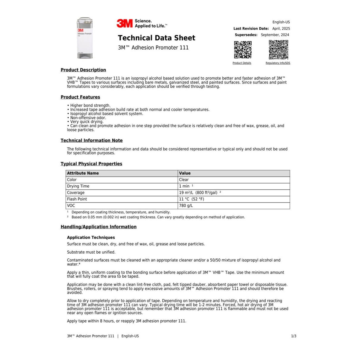 3M 111 VHB Adhesion Promoter, Clear, 1 Gallon (AP111) (7000001324) (4 Pack) (4 Pack) - 2