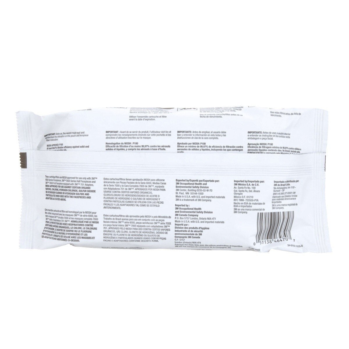 3M 60928 Organic Vapor Acid Gas Cartridge Filter P100 Bayonet (7000002009) (1 Pair) - 7