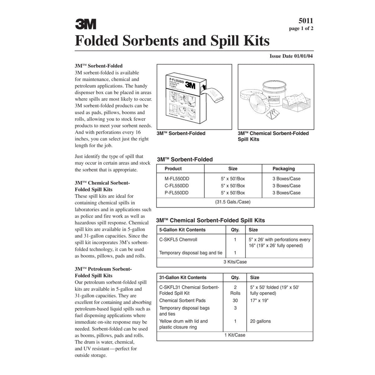 3M P-FL550DD Petroleum Sorbent Folded, Oil-Only, 5 in x 50 ft, White, Perforated every 16 in (7000002025) (3 Pack) - 3