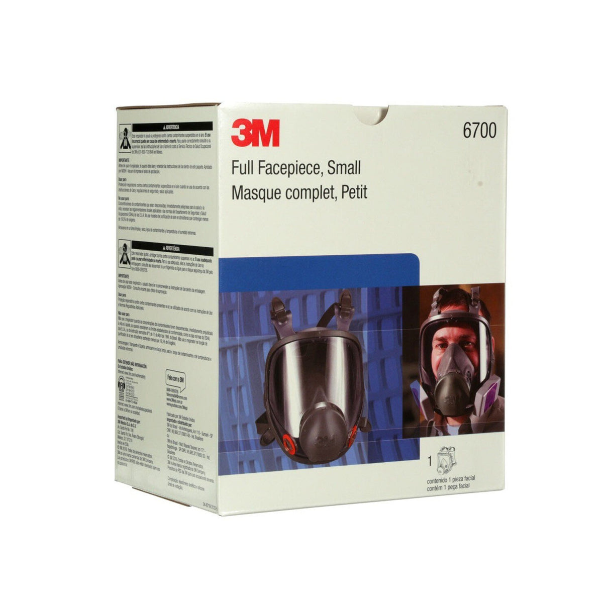 3M 6700 Full Facepiece Reusable Respirator 6000 Series, Small, Gray, Bayonet Connection, Cool Flow Valve (7000002029) (4 Pack) - 8