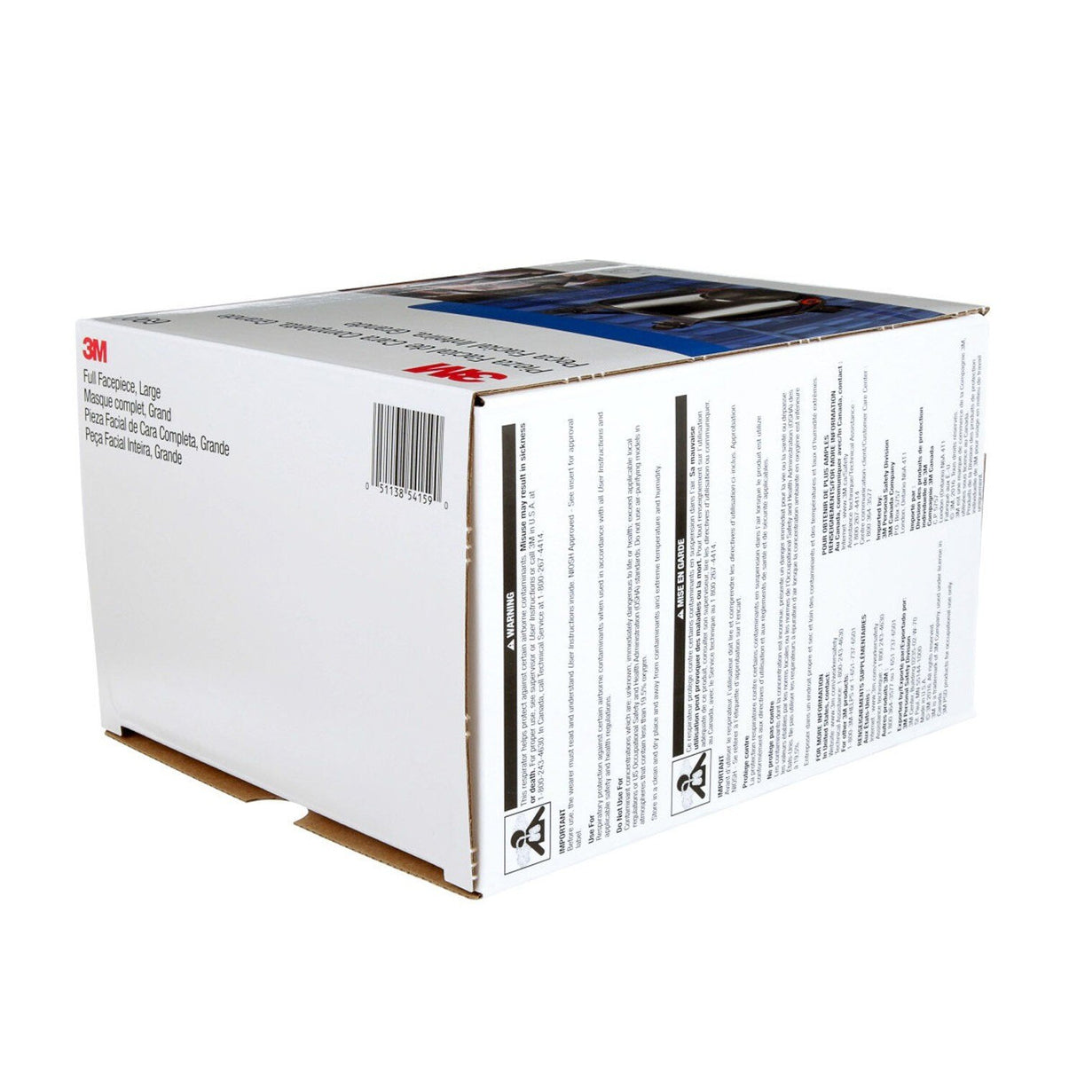 3M 54159 Full Facepiece Reusable Respirator 6000 Series, Large, Silicone Face Seal, Bayonet Connection, ANSI High Impact Eye Protection, NIOSH Approved (6900) (7000002037) (4 Pack) - 6